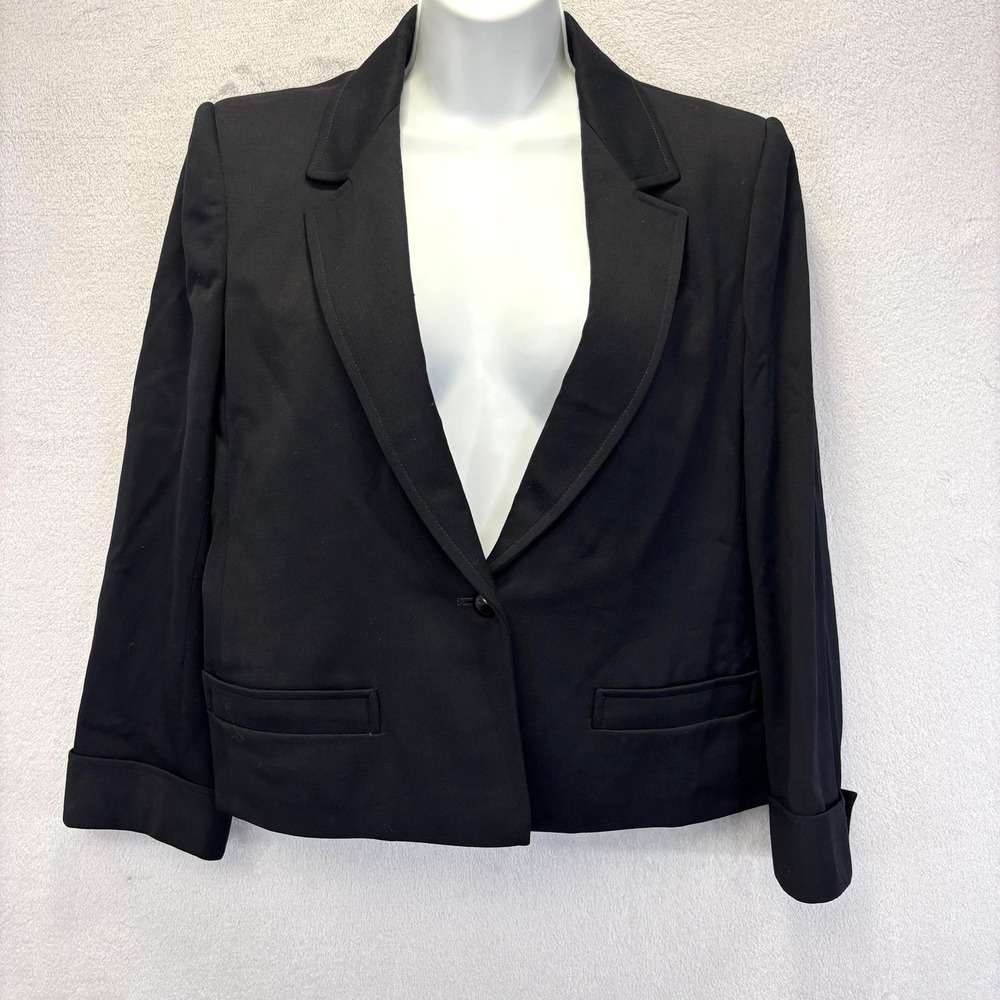 Valentino Blazer Jacket Womens Medium Black Single Button Lined Classic Office